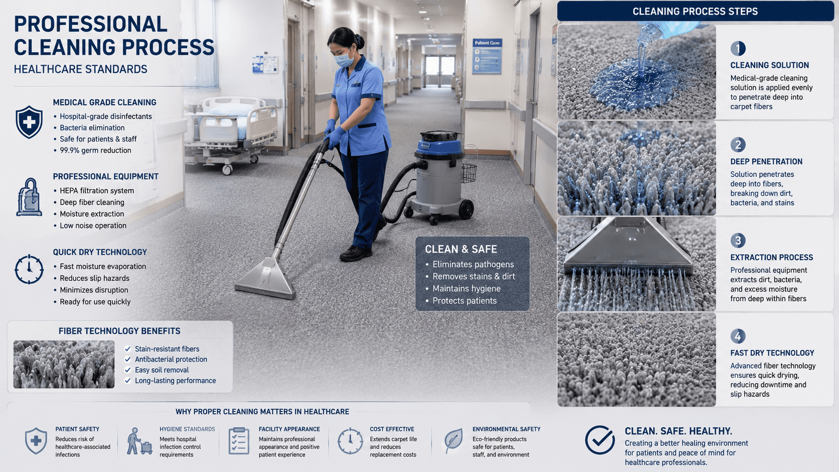 Healthcare carpet cleaning and maintenance workflow