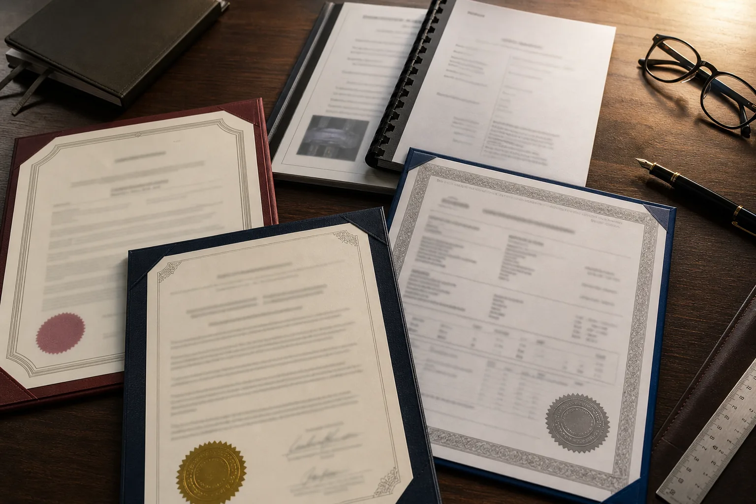 Technical certificates and test report folders prepared for a door shipment