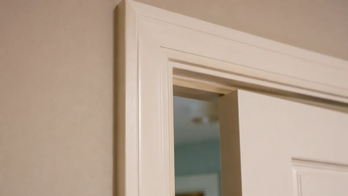 Close-up of door jamb width and finished wall thickness