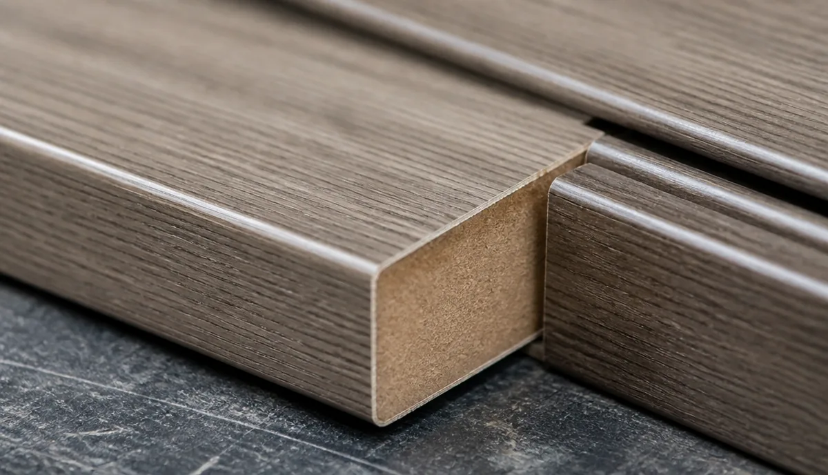 PVC laminated wooden door edge finish and frame detail