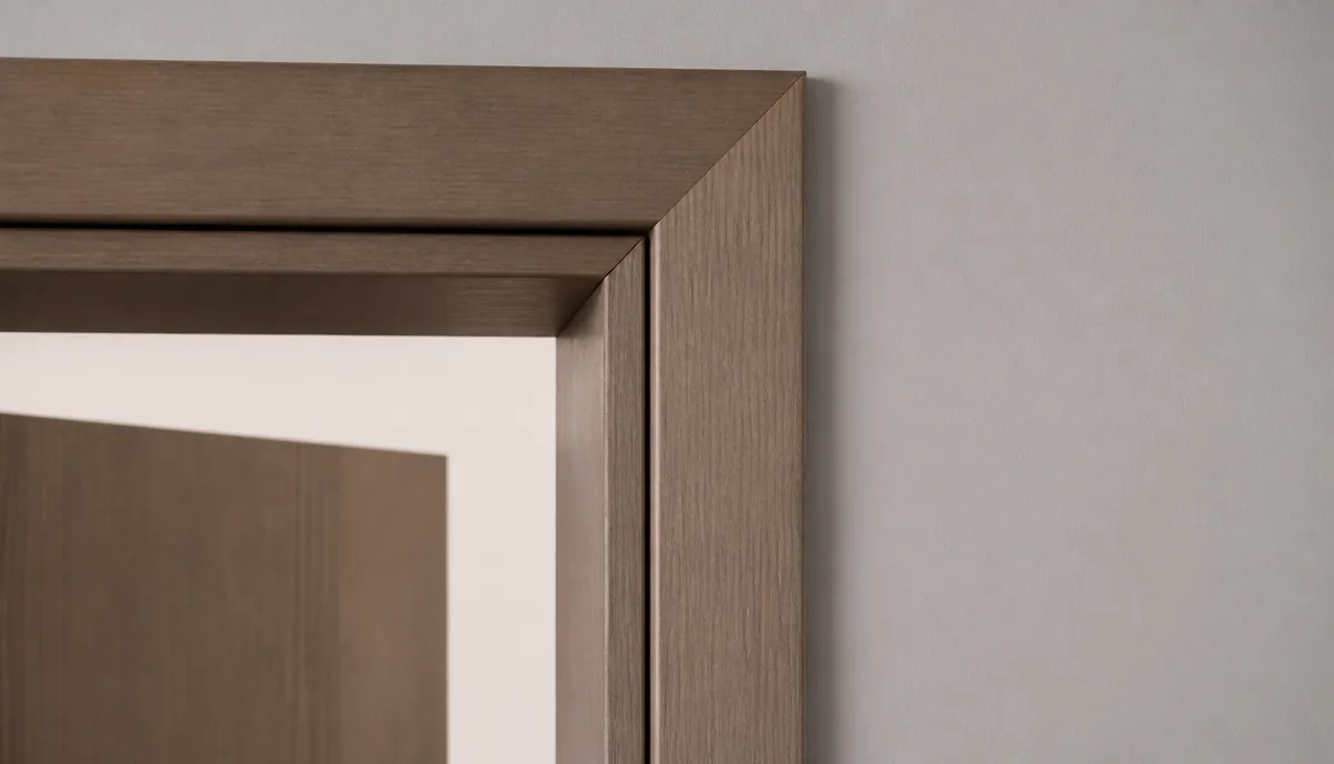Door jamb width and wall thickness alignment detail