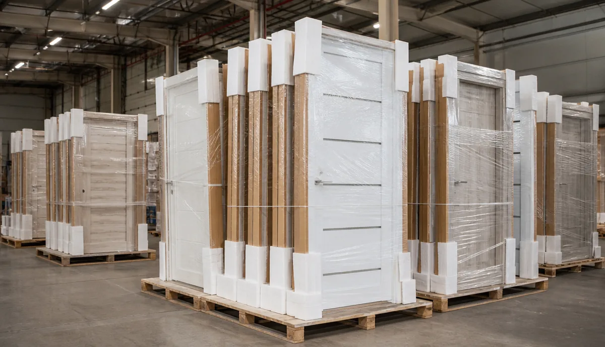 Apartment interior door package export packing review in warehouse