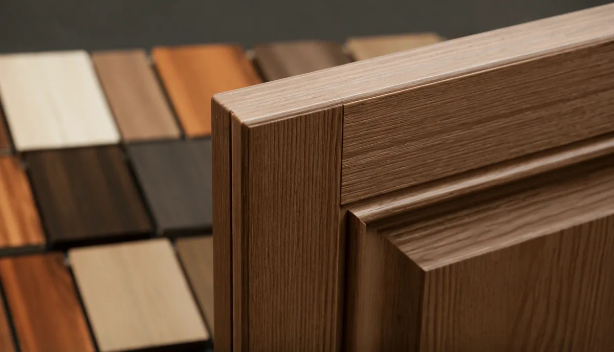 PVC laminated wooden door finish and edge detail