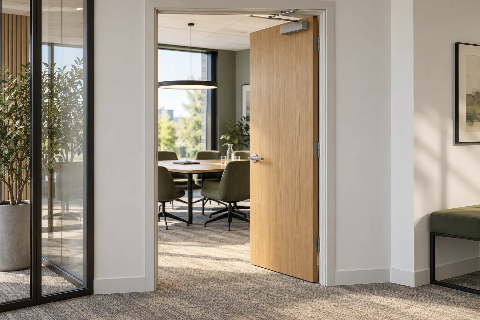 AI planning illustration of commercial door closer coordination