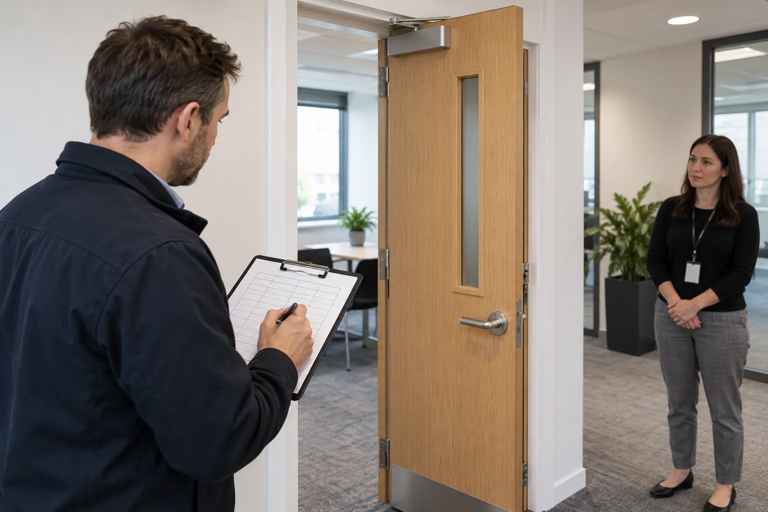 AI planning illustration of a door operation review with blank records
