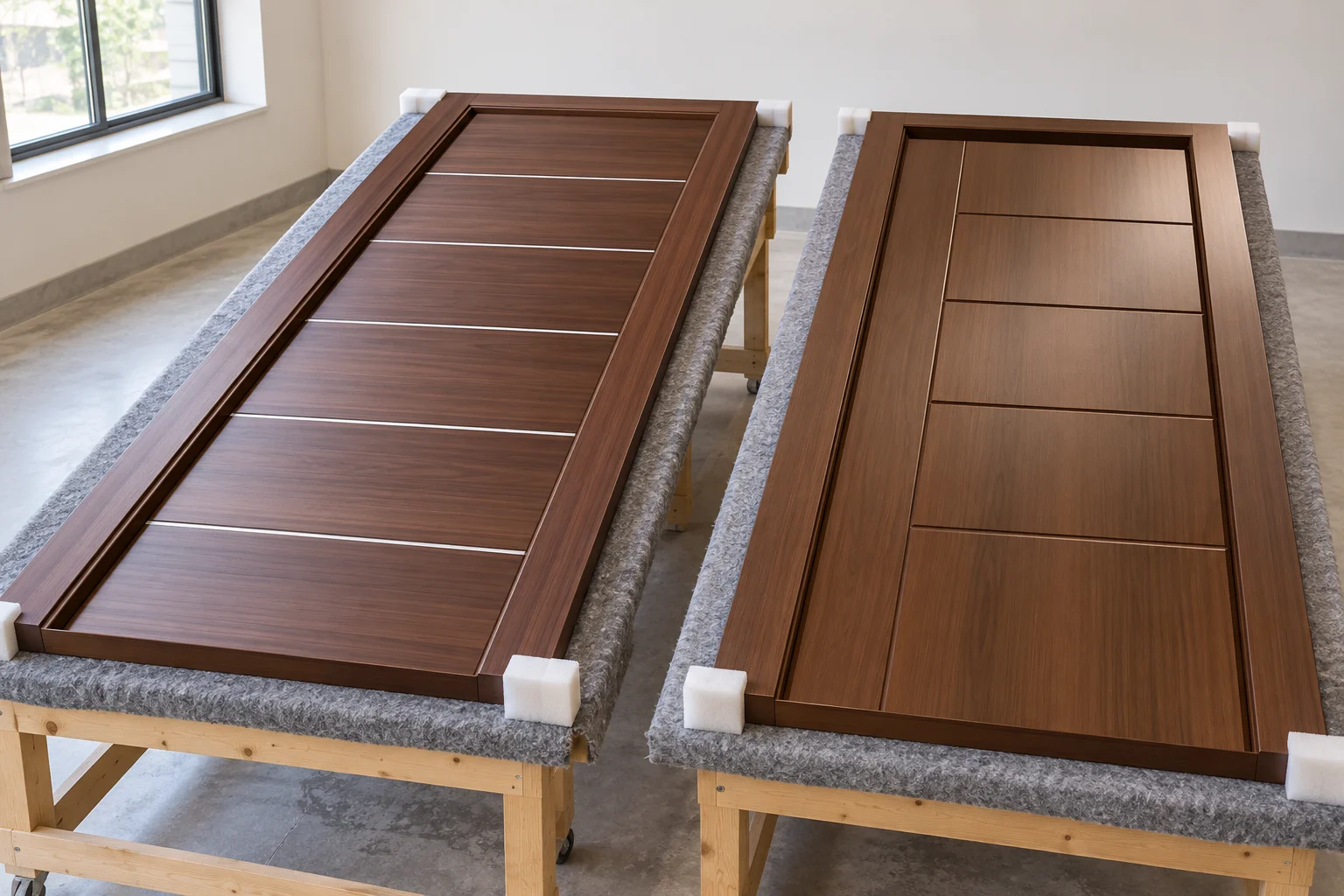 Protected door leaves organized for a batch comparison.