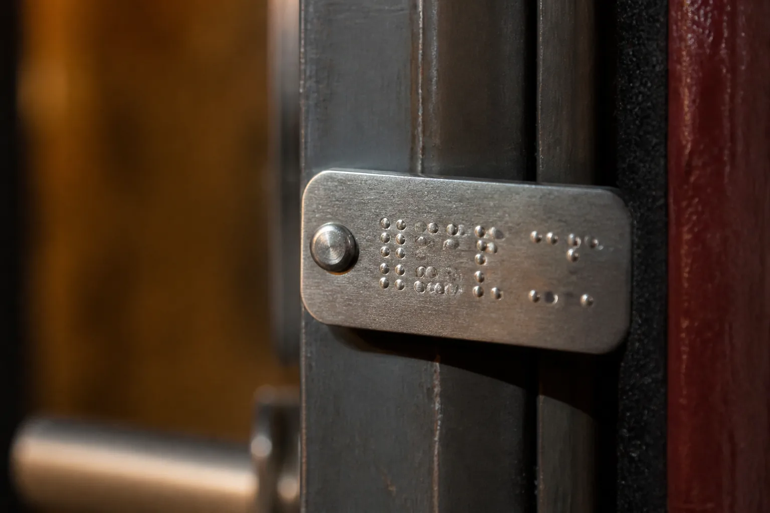 Fire-rated door identification tag on hinge edge for compliance record