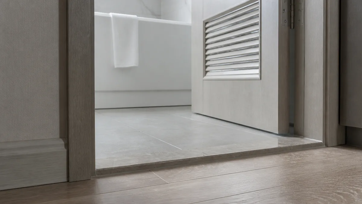 Moisture-resistant WPC bathroom door detail for hotel project