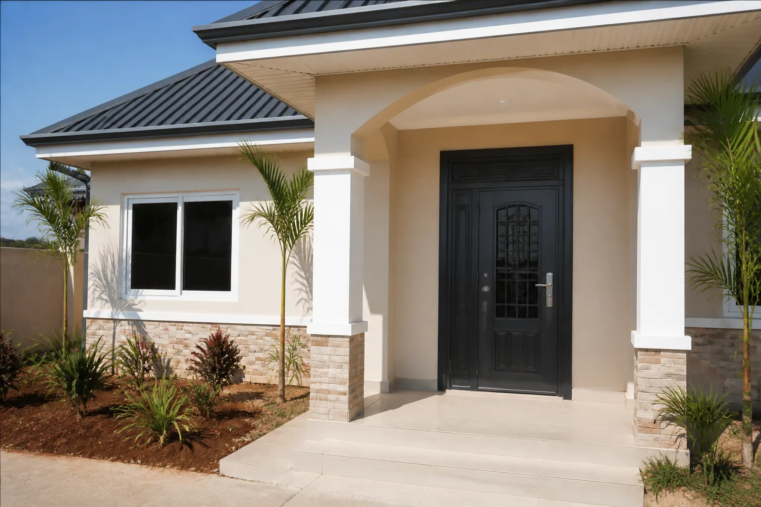 Steel security entrance door on a new residential house in Accra Ghana