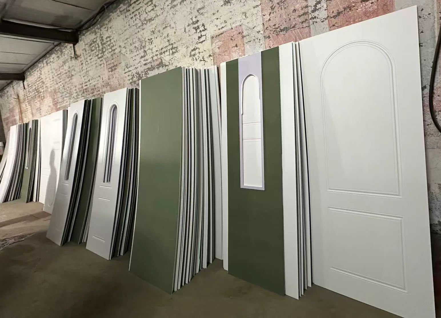 VISFURN interior door panels staged in a factory workshop