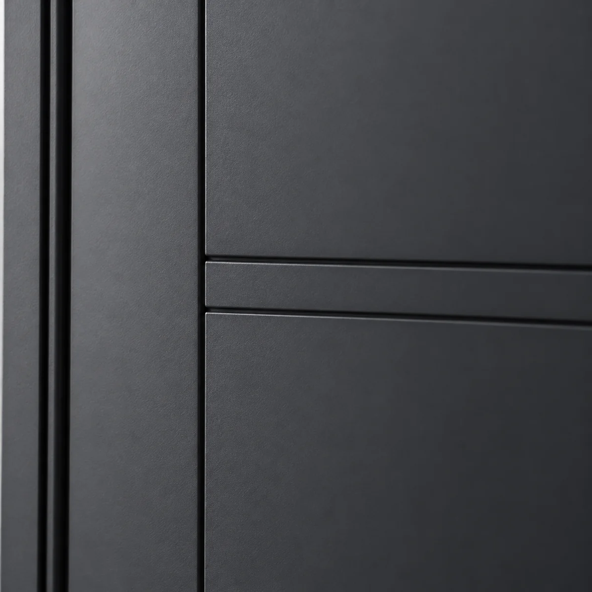 Charcoal door panel geometry and horizontal groove design visualization