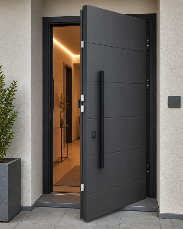 70 mm steel entrance door leaf with multi-point lock bolts