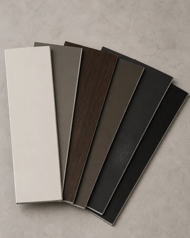 Powder coat finish samples for smart steel entrance door