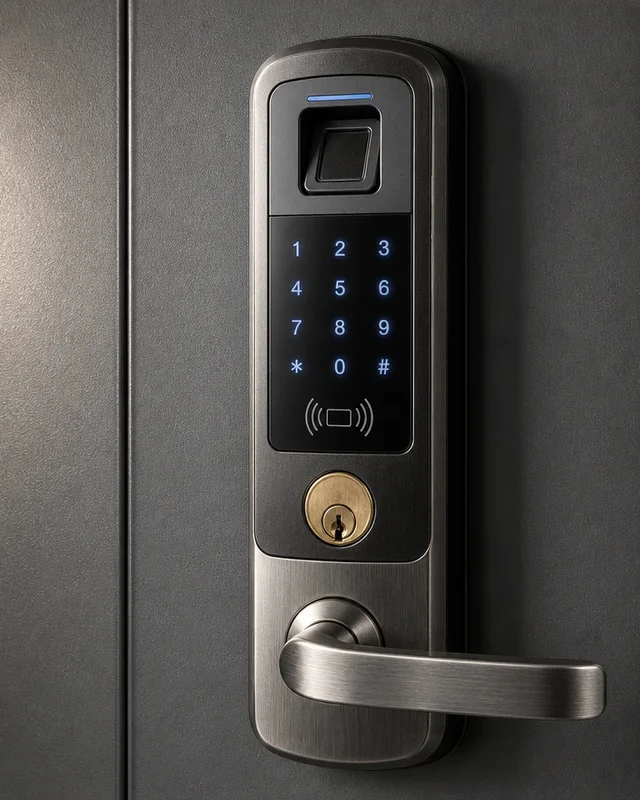 Five access methods: fingerprint, keypad, card, key cylinder and handle
