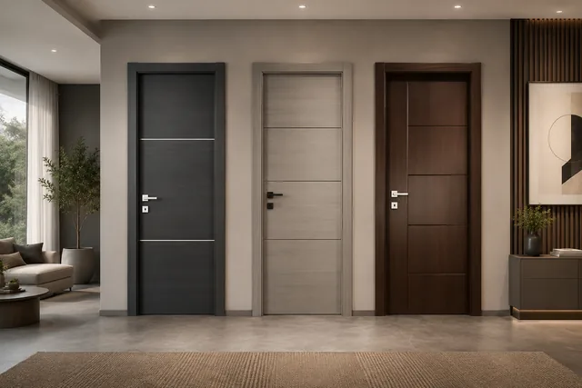 Modern European apartment doors in three coordinated finishes