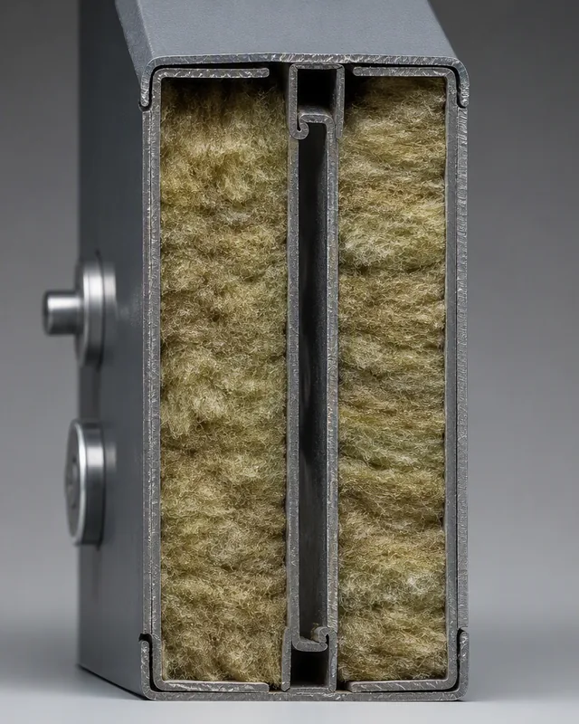 Steel door core with reinforcement ribs and mineral wool infill