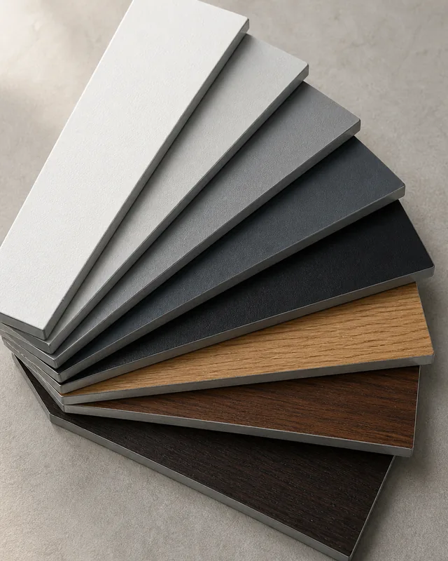 Powder coat and woodgrain transfer finish range for steel doors