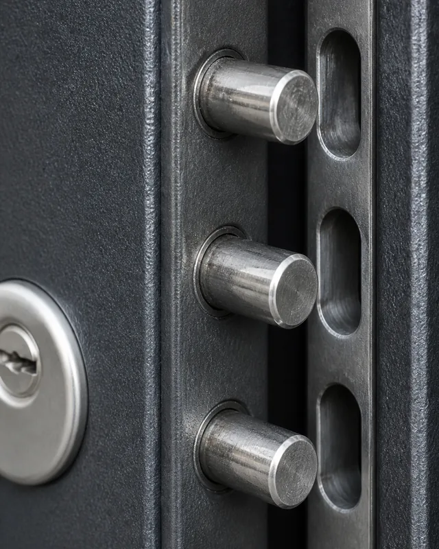 Multi-point locking bolts and lock-side frame detail