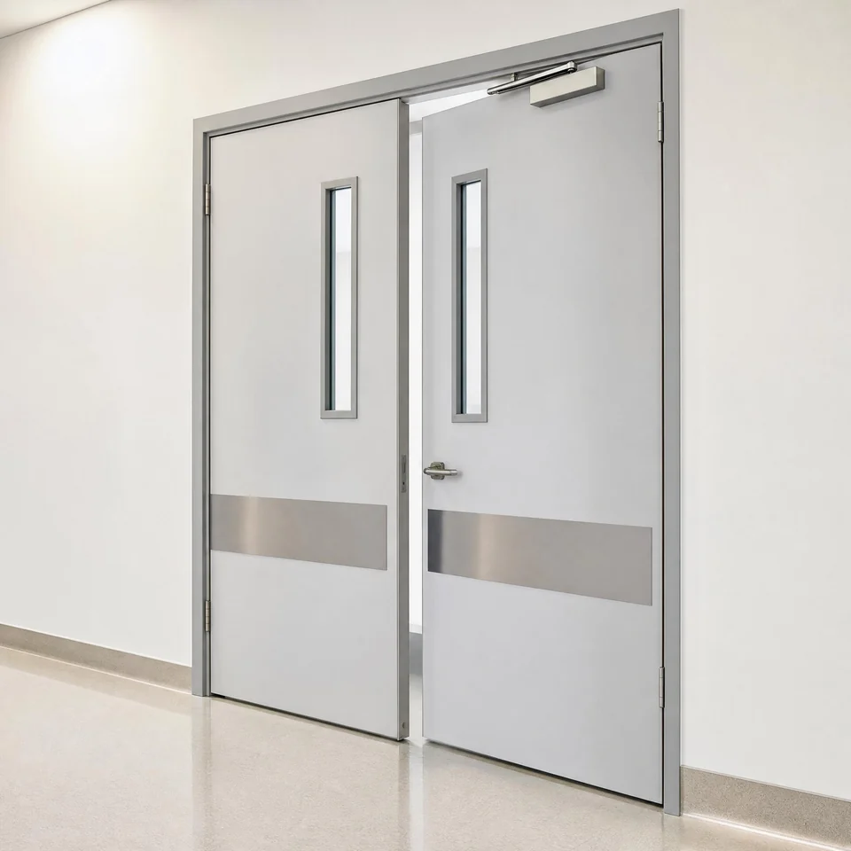 Hospital door angle view