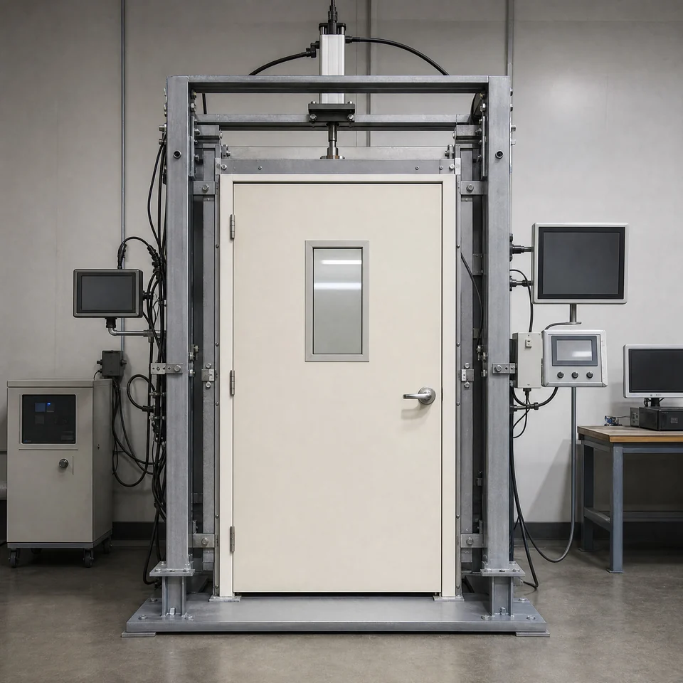 Hospital door fire test certification