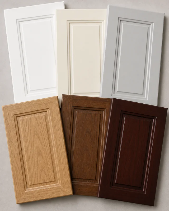 Painted and woodgrain finish reference samples