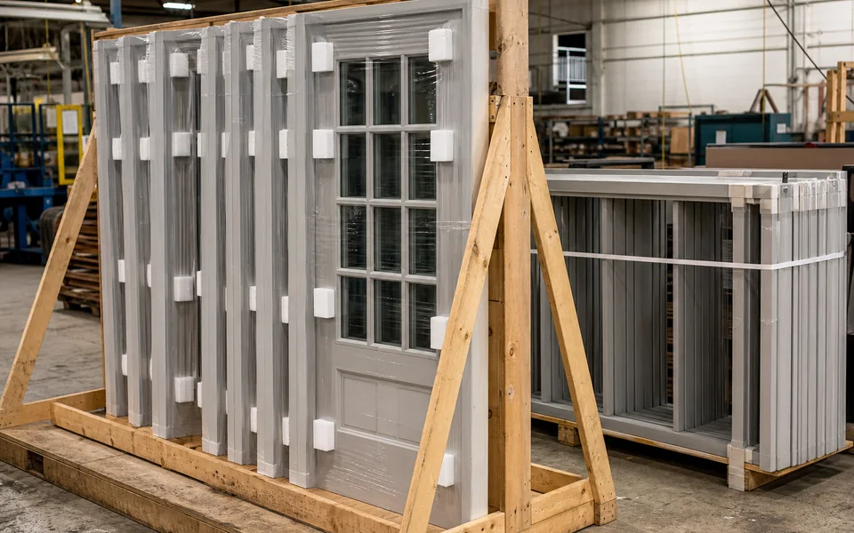 French style glazed door sets crated with individually cushioned glazing