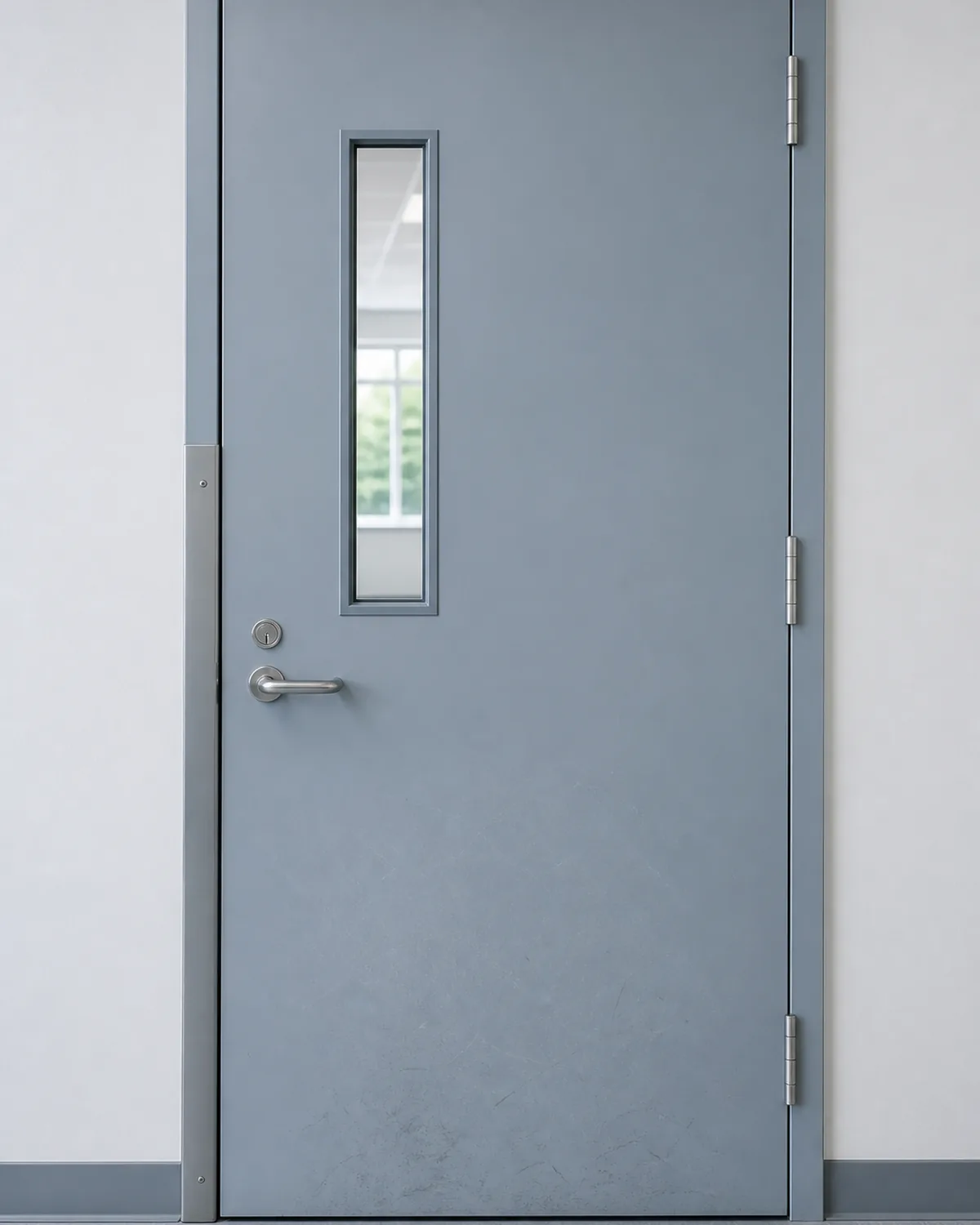 Galvanized steel school classroom door with frame and vision panel