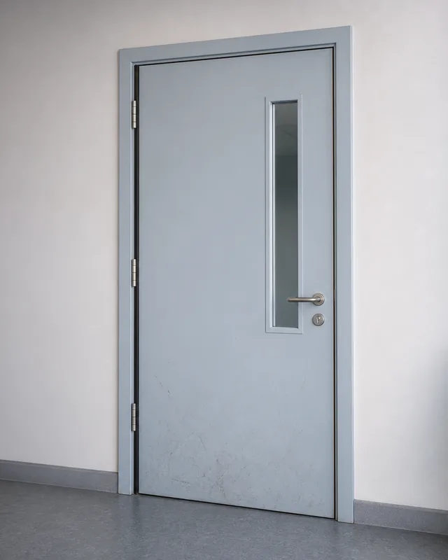 Galvanized steel classroom school door with frame and vision panel