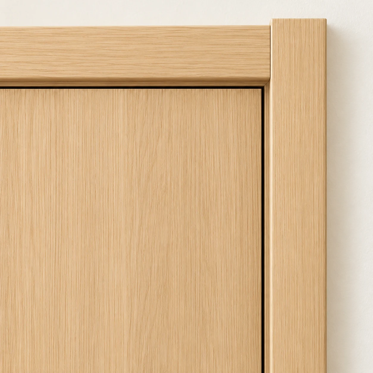 Light woodgrain door and matching frame corner detail
