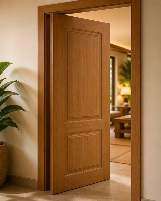 Moulded-panel WPC door angle view