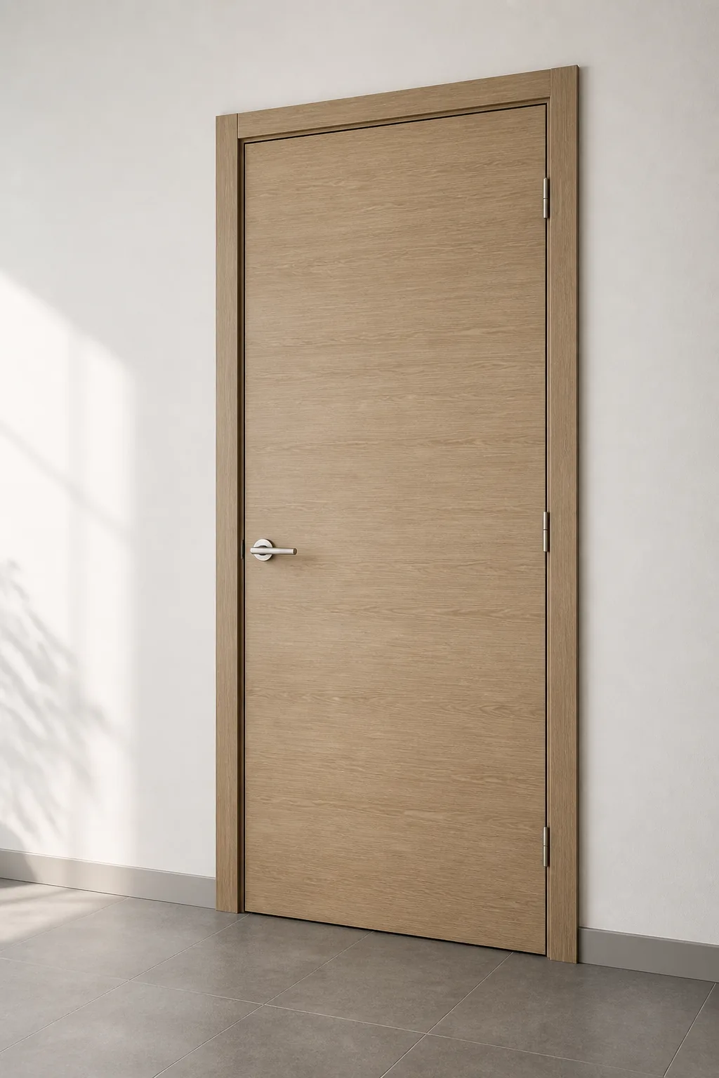 Waterproof WPC interior door, modern flush panel with matching WPC frame