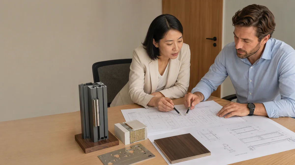 Door schedule and frame-depth details reviewed before preparing a project quotation